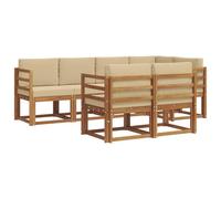 vidaXL Set di divani da esterno con cuscino 7 pcs Naturale e Beige, Set da giardino, divano esterno moderno, mobili da patio confortevoli, sezionale in legno massello, divano versatile per il giardin