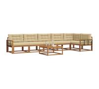 vidaXL Set di divani da esterno con cuscino 7 pcs Naturale e Beige, Set di divani da giardino, Sezionali moderni, Mobili da esterno durevoli, Patio regolabile per spazi abitativi