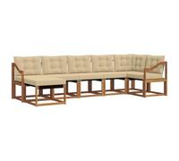 vidaXL Set di divani da esterno con cuscino 7 pcs Naturale e Beige, Set divani moderni per esterni, comodi posti a bordo piscina, arredamento da giardino resistente, lounge versatile