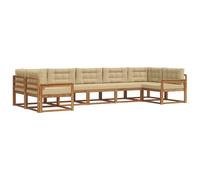vidaXL Set di divani da esterno con cuscino 7 pcs Naturale e Beige, Set Divano da Esterno Moderno, Mobili da Patio Eleganti, Lounge da Giardino, Sezionale per Relax nel Cortile e a Bordo Piscina