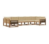 vidaXL Set di divani da esterno con cuscino 7 pcs Naturale e Beige, Set Divano da Esterno Moderno, Mobili da Patio Eleganti, Lounge da Giardino, Sezionale per Relax nel Cortile e a Bordo Piscina