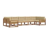 vidaXL Set di divani da esterno con cuscino 7 pcs Naturale e Beige, Set Divano da Esterno Moderno, Mobili da Patio Eleganti, Lounge da Giardino, Sezionale per Relax nel Cortile e a Bordo Piscina