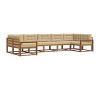 vidaXL Set di divani da esterno con cuscino 7 pcs Naturale e Beige, Set Divano da Esterno Moderno, Mobili da Patio Eleganti, Lounge da Giardino, Sezionale per Relax nel Cortile e a Bordo Piscina