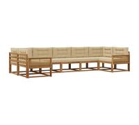 vidaXL Set di divani da esterno con cuscino 7 pcs Naturale e Beige, Set Divano da Esterno Moderno, Mobili da Patio Eleganti, Lounge da Giardino, Sezionale per Relax nel Cortile e a Bordo Piscina