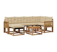 vidaXL Set di divani da esterno con cuscino 7 pcs Naturale e Beige, Set Divano da Giardino, Mobili da Esterno Moderni, Comfort Elegante, Seduta Resistente in Textilene, Ensemble Funzionale
