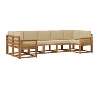 vidaXL Set di divani da esterno con cuscino 7 pcs Naturale e Beige, Set Divano da Giardino, Modulo Outdoor, Sezione Patio, Arredo in Acacia, Lounge in Giardino, Posto in Terrazza