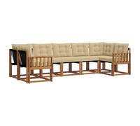 vidaXL Set di divani da esterno con cuscino 7 pcs Naturale e Beige, Set lounge da giardino comodo, divano moderno all'aperto, seduta resistente, elegante mobili in acacia