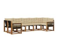 vidaXL Set di divani da esterno con cuscino 7 pcs Naturale e Beige, Set lounge da giardino comodo, divano moderno all'aperto, seduta resistente, elegante mobili in acacia