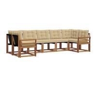 vidaXL Set di divani da esterno con cuscino 7 pcs Naturale e Beige, Set lounge da giardino comodo, divano moderno all'aperto, seduta resistente, elegante mobili in acacia