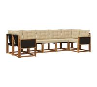 vidaXL Set di divani da esterno con cuscino 7 pcs Naturale e Beige, Set Lounge da Giardino Moderno, Divano Robusto, Patio Elegante, Mobili Esterni per un Comfort Assoluto