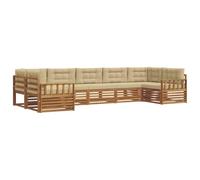 vidaXL Set di divani da esterno con cuscino 7 pcs Naturale e Beige, Sofà moderni da giardino, mobili resistenti per esterni, comodi per il patio e funzionali per rilassarsi