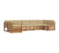 vidaXL Set di divani da esterno con cuscino 7 pcs Naturale e Beige, Sofà moderni da giardino, mobili resistenti per esterni, comodi per il patio e funzionali per rilassarsi