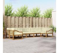 vidaXL Set di divani da esterno con cuscino 7 pcs Naturale e Crema, Set Divano da Esterno Moderno, Mobili da Patio Eleganti, Lounge da Giardino, Sezionale per Relax nel Cortile e a Bordo Piscina