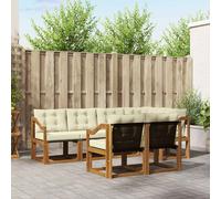 vidaXL Set di divani da esterno con cuscino 7 pcs Naturale e Crema, Divano sezionale per giardino, mobili moderni all'aperto, set da patio resistente, comodo per la terrazza