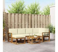 vidaXL Set di divani da esterno con cuscino 7 pcs Naturale e Crema, Giardino, Moderno, Durevole Set di Divani Angolari da Esterno, Mobili da Patio, Comfort per Vita Indoor in Terrazza