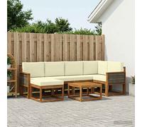 vidaXL Set di divani da esterno con cuscino 7 pcs Naturale e Crema, Divano da giardino, set moderno, resistente alle intemperie, arredo per patio, comfort e stile all'aperto