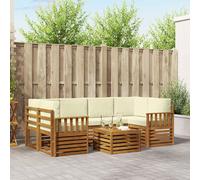 vidaXL Set di divani da esterno con cuscino 7 pcs Naturale e Crema, Divano sezionale da giardino, mobile lounge resistente, set per patio moderno perfetto per vivere all'aperto