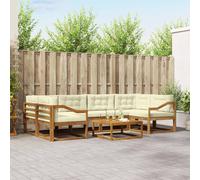 vidaXL Set di divani da esterno con cuscino 7 pcs Naturale e Crema