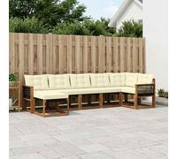 vidaXL Set di divani da esterno con cuscino 7 pcs Naturale e Crema, Divano da giardino moderno, set patio resistente, arredo esterno minimalista, comodo per il tuo backyard