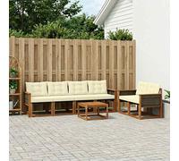vidaXL Set di divani da esterno con cuscino 7 pcs Naturale e Crema, Arredamento da giardino, divano moderno per esterni, set resistente per il tuo spazio esterno, comfort in terrazza