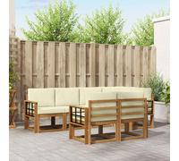 vidaXL Set di divani da esterno con cuscino 7 pcs Naturale e Crema