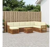 vidaXL Set di divani da esterno con cuscino 7 pcs Naturale e Crema