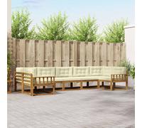 vidaXL Set di divani da esterno con cuscino 7 pcs Naturale e Crema, Set Divano da Esterno Moderno, Mobili da Patio Eleganti, Lounge da Giardino, Sezionale per Relax nel Cortile e a Bordo Piscina