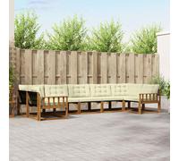 vidaXL Set di divani da esterno con cuscino 7 pcs Naturale e Crema, Divano da Giardino Elegante, Set Sezionale Moderno, Mobili per Patio, Seduta Resistente per Rilassanti Incontri