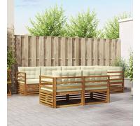 vidaXL Set di divani da esterno con cuscino 7 pcs Naturale e Crema