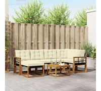 vidaXL Set di divani da esterno con cuscino 7 pcs Naturale e Crema, Set divano da giardino, arredamento moderno per esterni, confortevole e resistente per il tuo relax in piscina