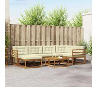 vidaXL Set di divani da esterno con cuscino 7 pcs Naturale e Crema, Divano per esterni, seduta modulare, mobili da patio resistenti, disposizione flessibile per il relax in giardino e vicino alla pis