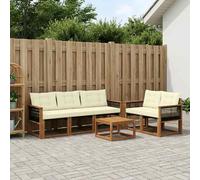 vidaXL Set di divani da esterno con cuscino 7 pcs Naturale e Crema, Arredamento da giardino, divano moderno per esterni, set resistente per il tuo spazio esterno, comfort in terrazza