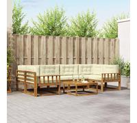 vidaXL Set di divani da esterno con cuscino 7 pcs Naturale e Crema