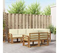 vidaXL Set di divani da esterno con cuscino 7 pcs Naturale e Crema