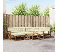 vidaXL Set di divani da esterno con cuscino 7 pcs Naturale e Crema, Divano per esterni, seduta modulare, mobili da patio resistenti, disposizione flessibile per il relax in giardino e vicino alla pis