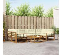vidaXL Set di divani da esterno con cuscino 7 pcs Naturale e Crema, Set di divani da esterno moderno, mobili da giardino durevoli per posti a sedere in patio, lounge a bordo piscina, divano da giardi