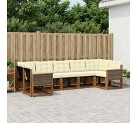 vidaXL Set di divani da esterno con cuscino 7 pcs Naturale e Crema, Set lounge da giardino comodo, divano moderno all'aperto, seduta resistente, elegante mobili in acacia