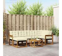 vidaXL Set di divani da esterno con cuscino 7 pcs Naturale e Crema, Set divano da giardino, arredamento moderno per esterni, confortevole e resistente per il tuo relax in piscina