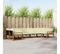 vidaXL Set di divani da esterno con cuscino 7 pcs Naturale e Crema, Divano da Giardino Elegante, Set Sezionale Moderno, Mobili per Patio, Seduta Resistente per Rilassanti Incontri