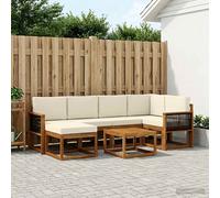 vidaXL Set di divani da esterno con cuscino 7 pcs Naturale e Crema