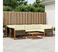 vidaXL Set di divani da esterno con cuscino 7 pcs Naturale e Crema, Divano moderno da giardino, mobile sezionale, lounge patio resistente, comodo per la terrazza