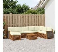 vidaXL Set di divani da esterno con cuscino 7 pcs Naturale e Crema