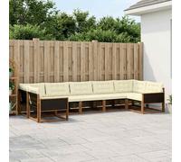 vidaXL Set di divani da esterno con cuscino 7 pcs Naturale e Crema, Divano da Giardino Elegante, Set Sezionale Moderno, Mobili per Patio, Seduta Resistente per Rilassanti Incontri