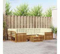 vidaXL Set di divani da esterno con cuscino 7 pcs Naturale e Crema, Mobili da giardino, divano moderno per esterni, sezione resistente, lounge patio, set per terrazza