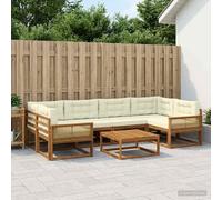 vidaXL Set di divani da esterno con cuscino 7 pcs Naturale e Crema, Set di divani da esterno moderno, mobili da giardino durevoli per posti a sedere in patio, lounge a bordo piscina
