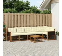 vidaXL Set di divani da esterno con cuscino 7 pcs Naturale e Crema, Set divano moderno da giardino, arredo outdoor resistente, lounge elegante, relax a bordo piscina