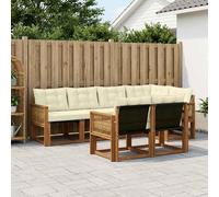 vidaXL Set di divani da esterno con cuscino 7 pcs Naturale e Crema