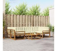vidaXL Set di divani da esterno con cuscino 7 pcs Naturale e Crema
