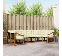 vidaXL Set di divani da esterno con cuscino 7 pcs Naturale e Crema