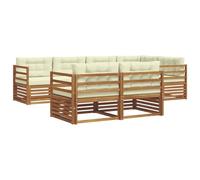 vidaXL Set di divani da esterno con cuscino 7 pcs Naturale e Crema, Divano da esterno, mobile modulare, lounge resistente, salotto in giardino, set comodo per terrazza